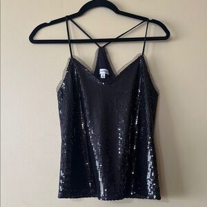 Black Sequin Spaghetti Strap Top Olsenboye